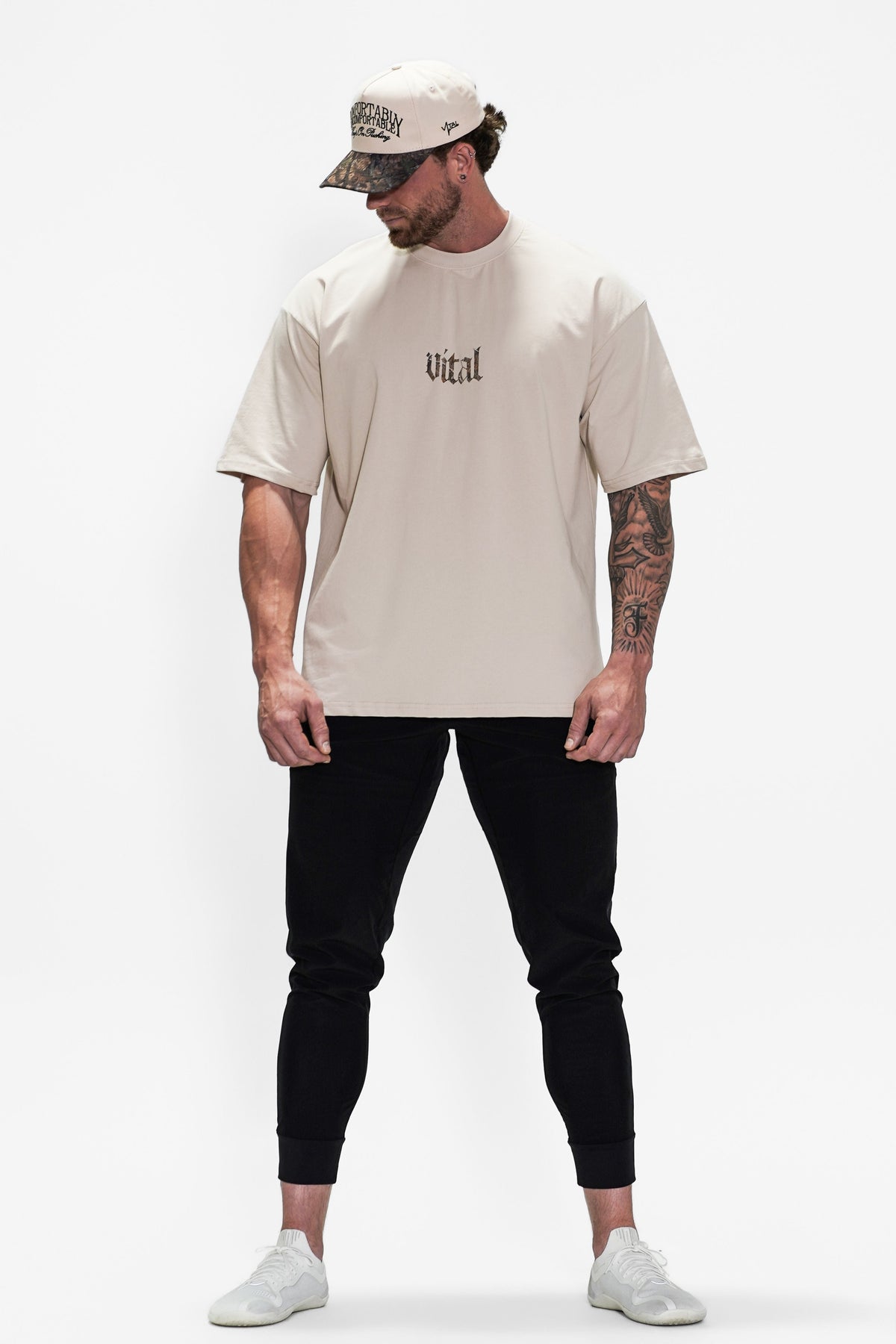 Oversized Pump Cover T-Shirt - Beige/Woodland WDKY