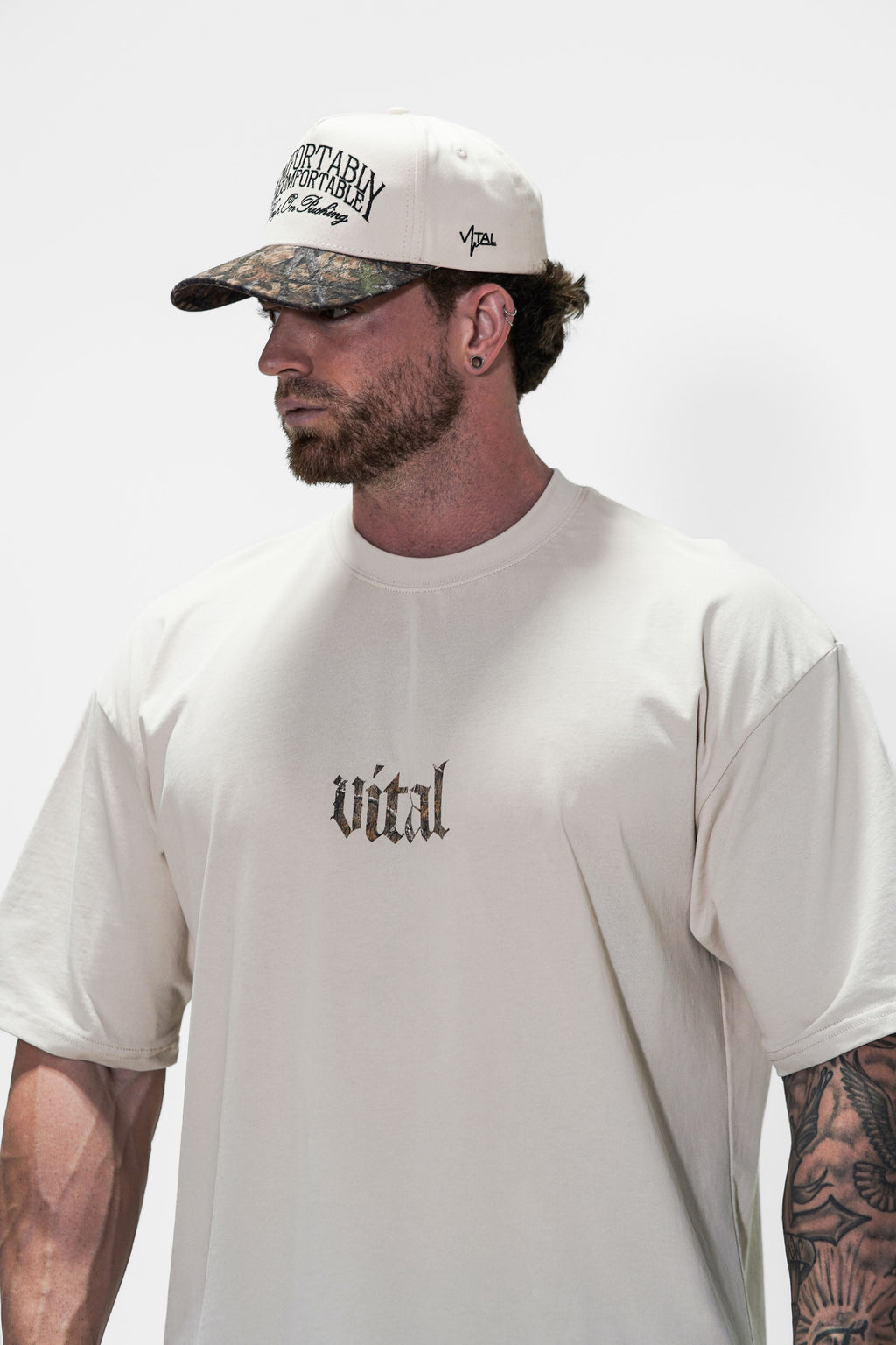 Oversized Pump Cover T-Shirt - Beige/Woodland WDKY