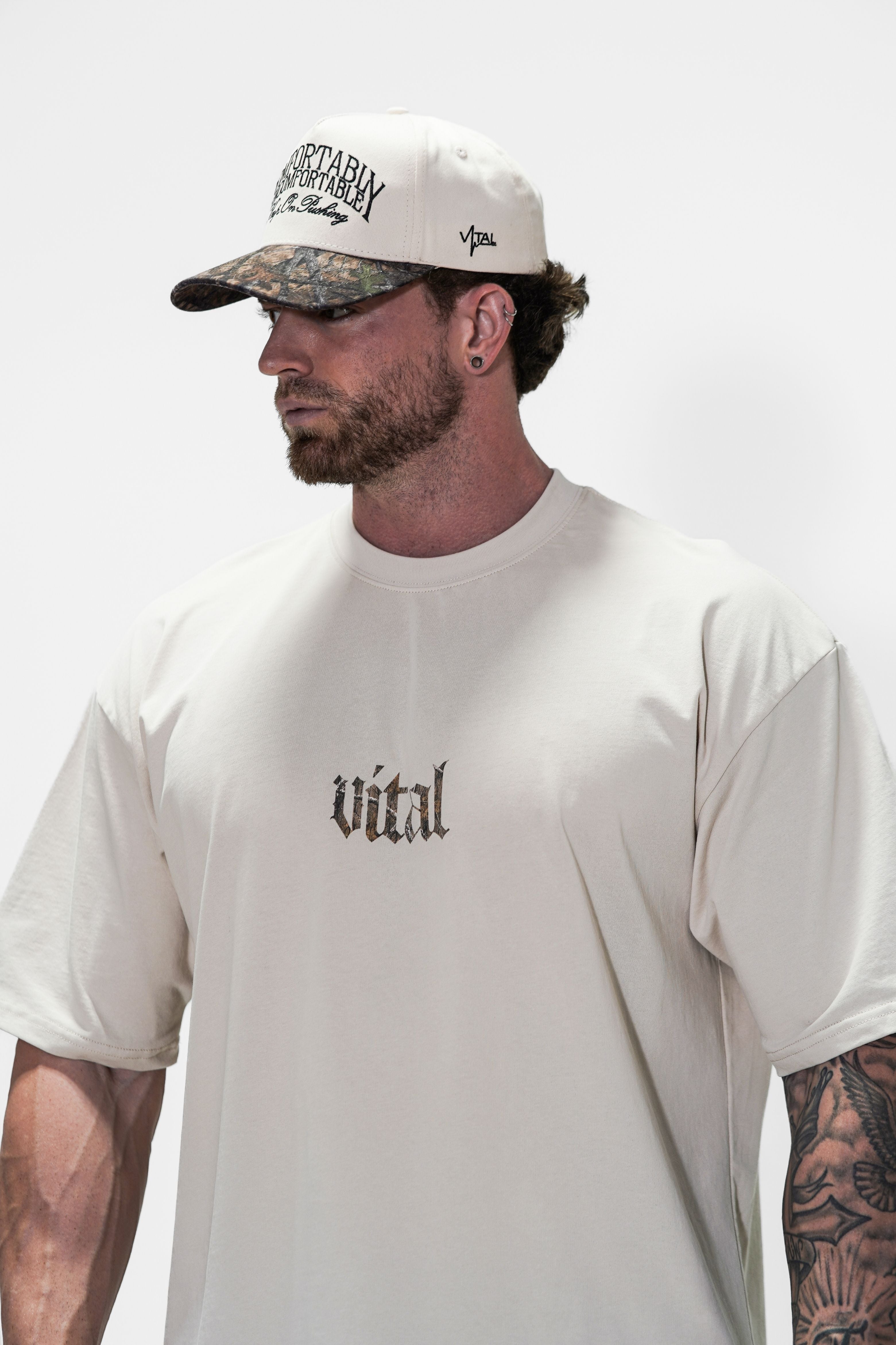 Oversized Pump Cover T-Shirt - Beige/Woodland WDKY