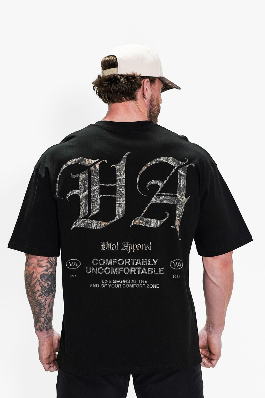 Oversized Pump Cover T-Shirt - Black/Woodland VA