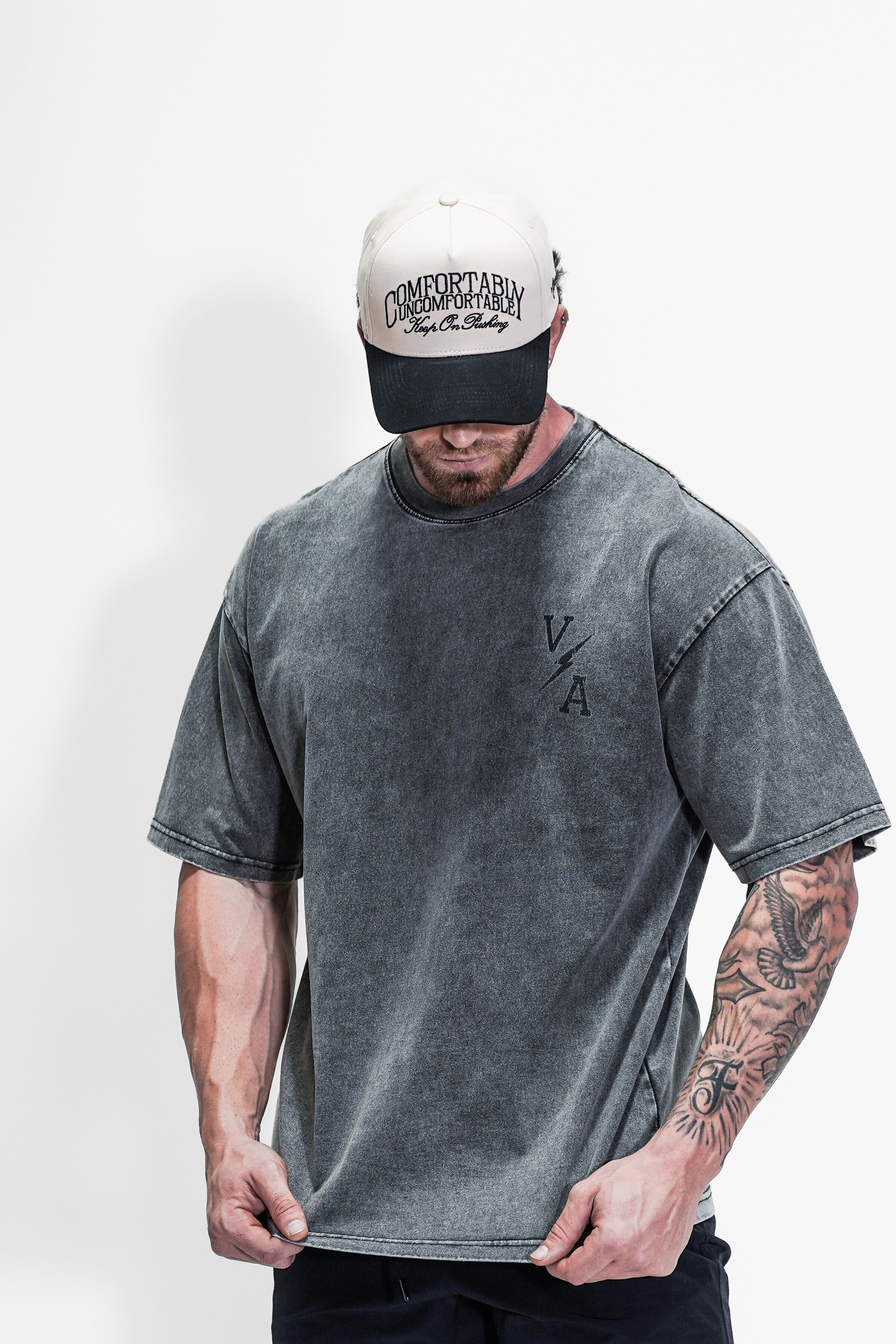 Oversized Pump Cover T-Shirt - Iron Therapy OE Gray Acid Wash