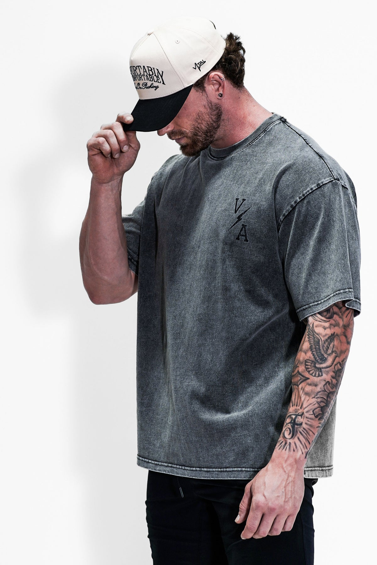 Oversized Pump Cover T-Shirt - Iron Therapy OE Gray Acid Wash