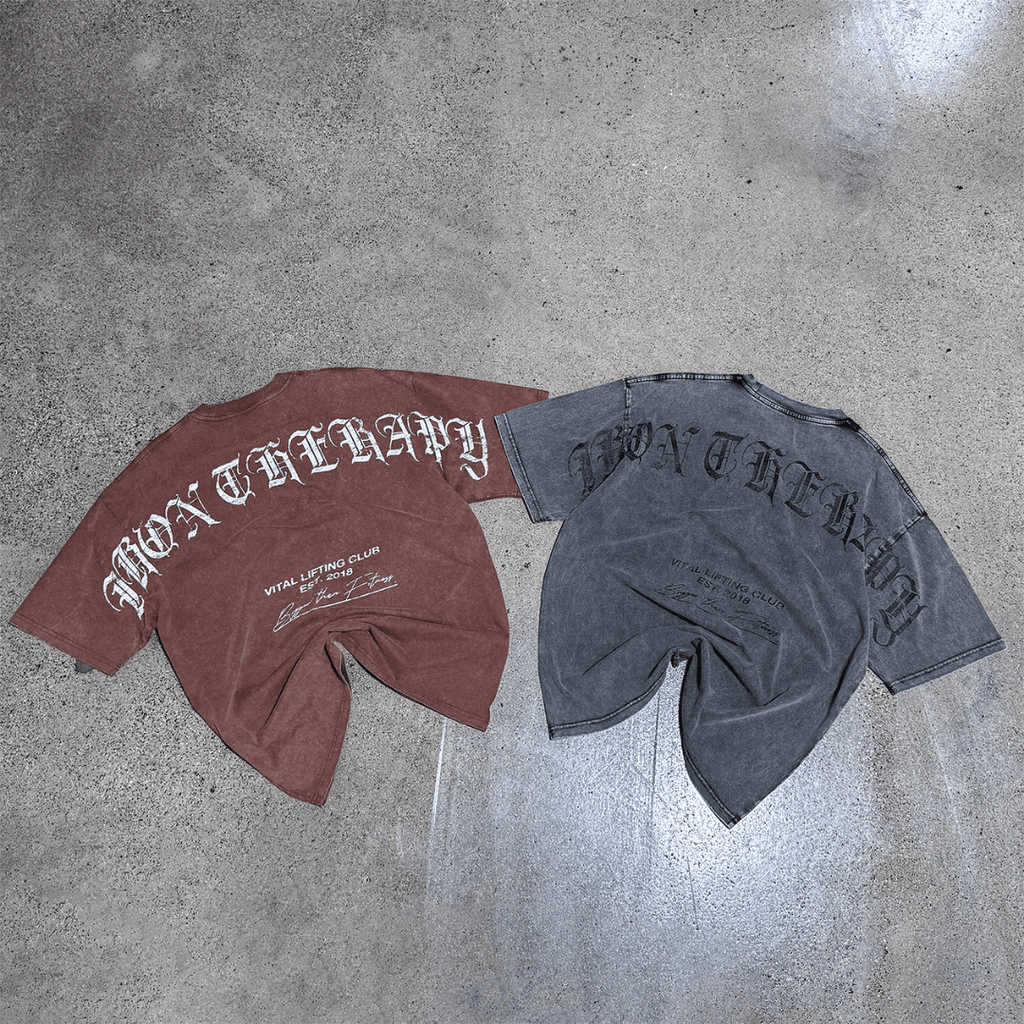 Oversized Pump Cover T-Shirt - Iron Therapy OE Gray Acid Wash