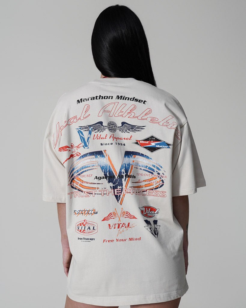 Oversized Pump Cover T-Shirt - Race T Cream