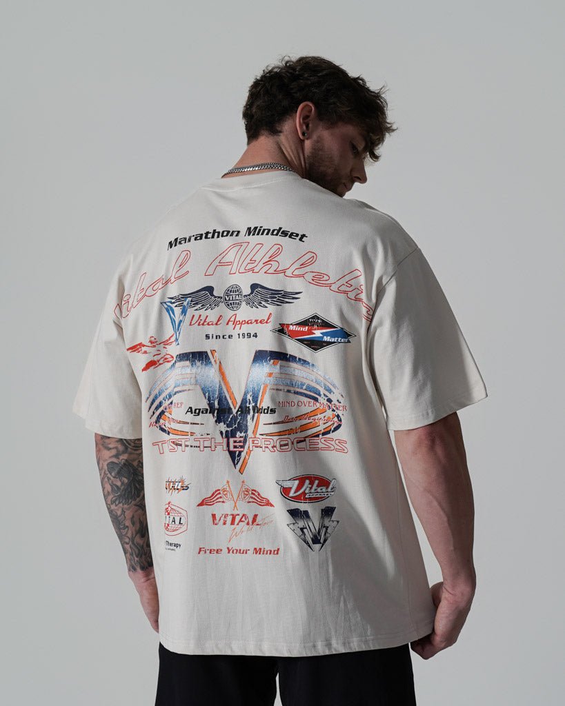 Oversized Pump Cover T-Shirt - Race T Cream