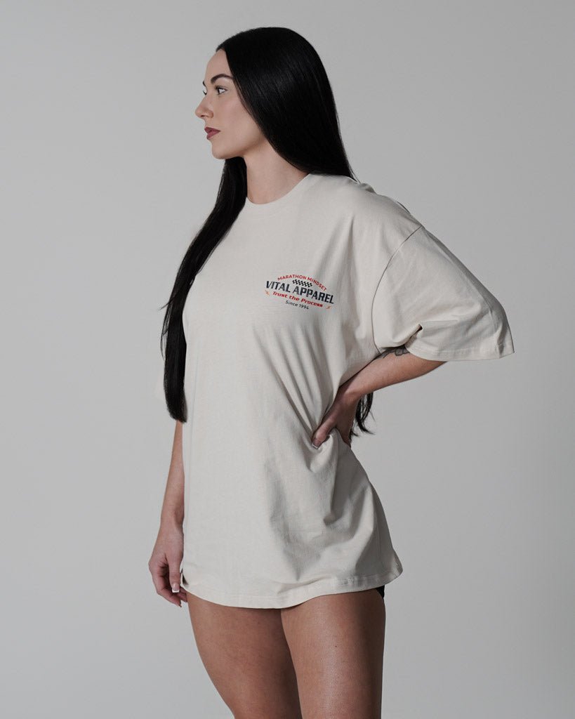 Oversized Pump Cover T-Shirt - Race T Cream