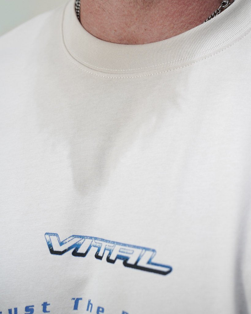 Oversized Pump Cover T-Shirt - Retro Marathon T Cream
