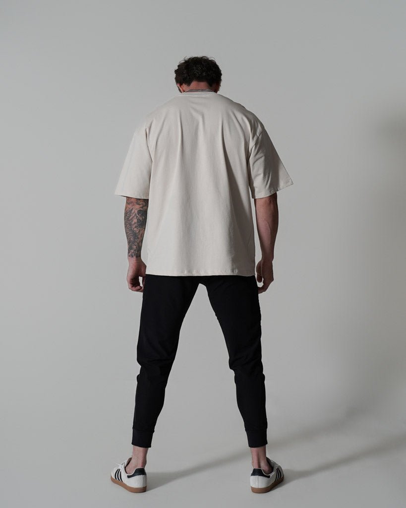 Oversized Pump Cover T-Shirt - Retro Marathon T Cream