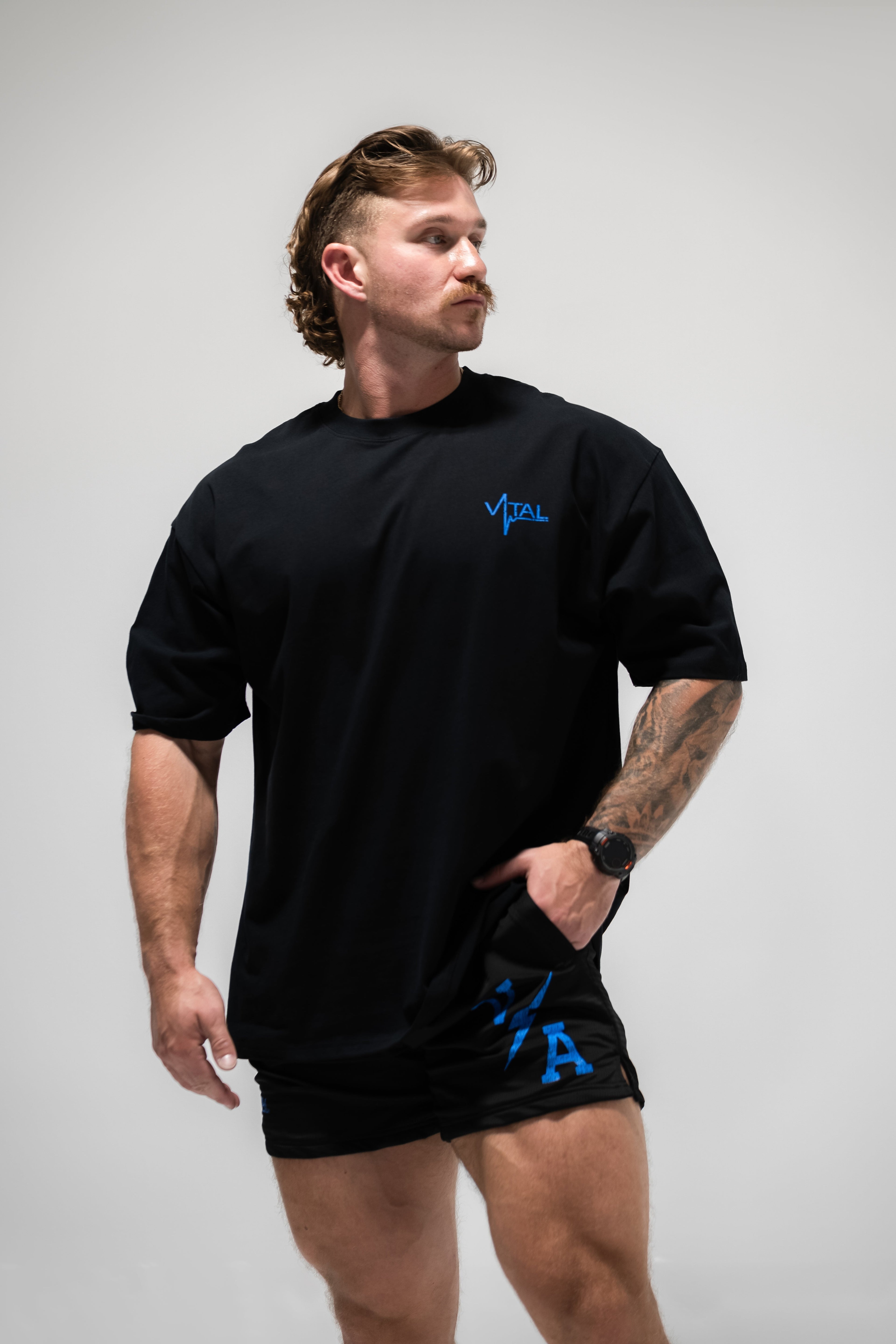 Oversized Pump Cover T-Shirt - TTP Distressed Baby Blue