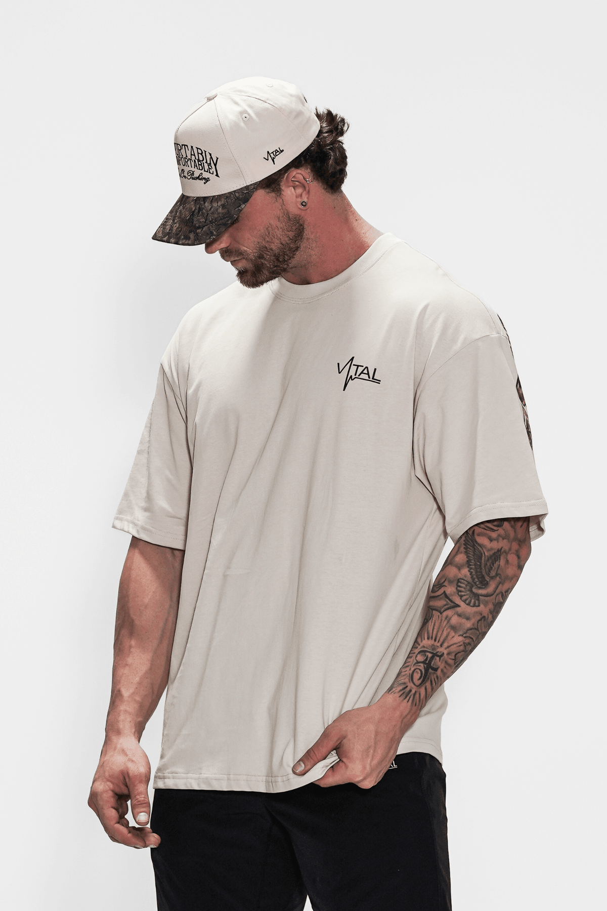 Oversized Pump Cover T-Shirt - Trust the Process/Cream Woodland Camo