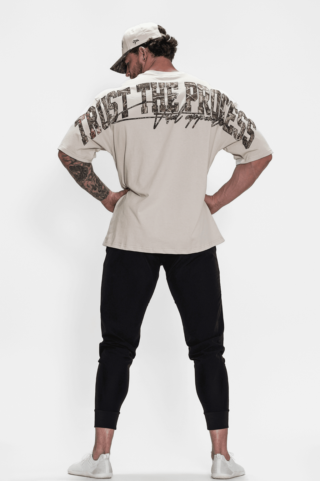 Oversized Pump Cover T-Shirt - Trust the Process/Cream Woodland Camo