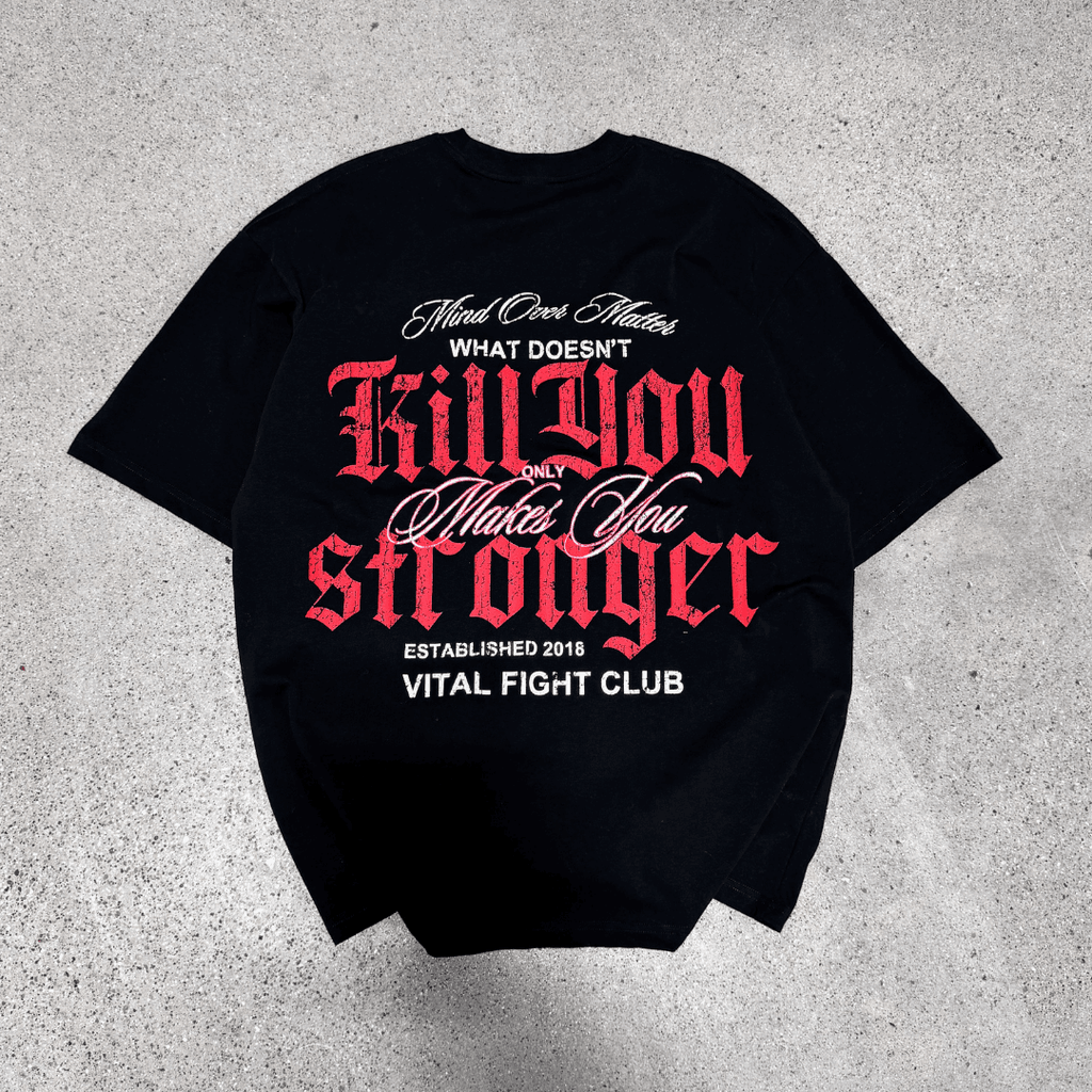 Oversized Pump Cover T-Shirt - What Doesn't Kill You Black/Red