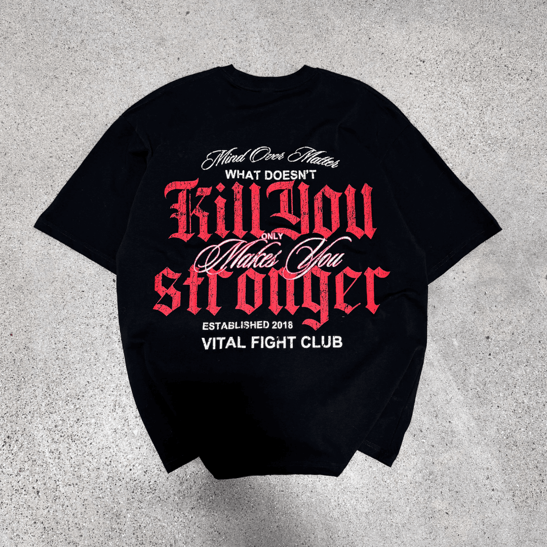 Oversized Pump Cover T-Shirt - What Doesn't Kill You Black/Red