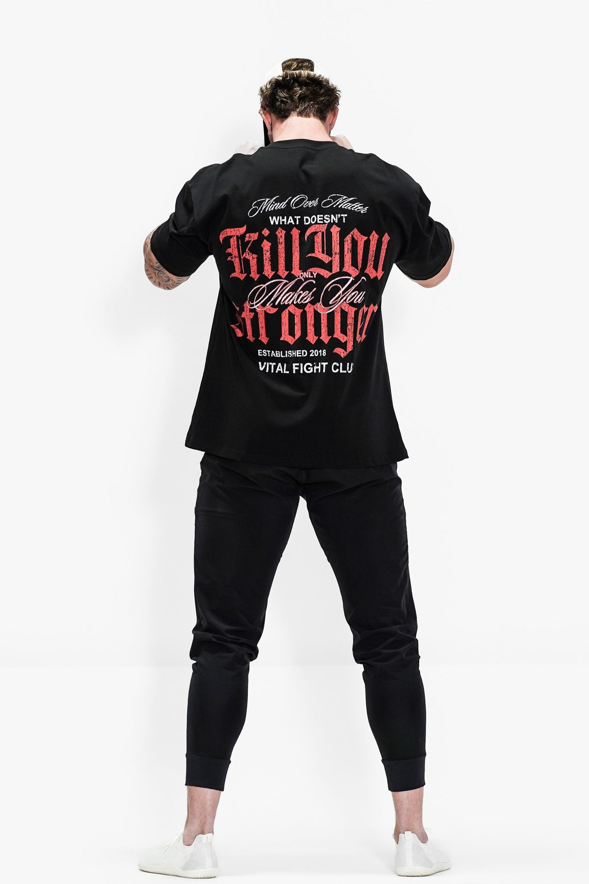 Oversized Pump Cover T-Shirt - What Doesn't Kill You Black/Red