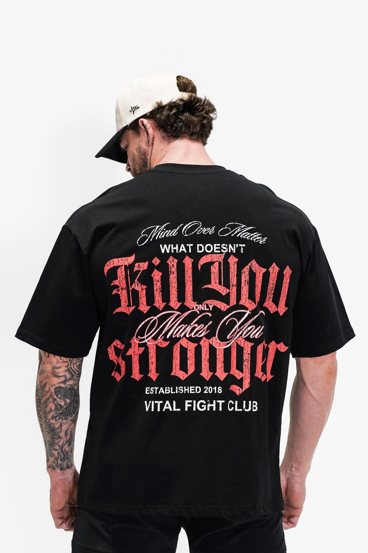Oversized Pump Cover T-Shirt - What Doesn't Kill You Black/Red
