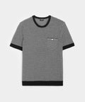 Premium Cashmere Pocket Tee in Black Stripe
