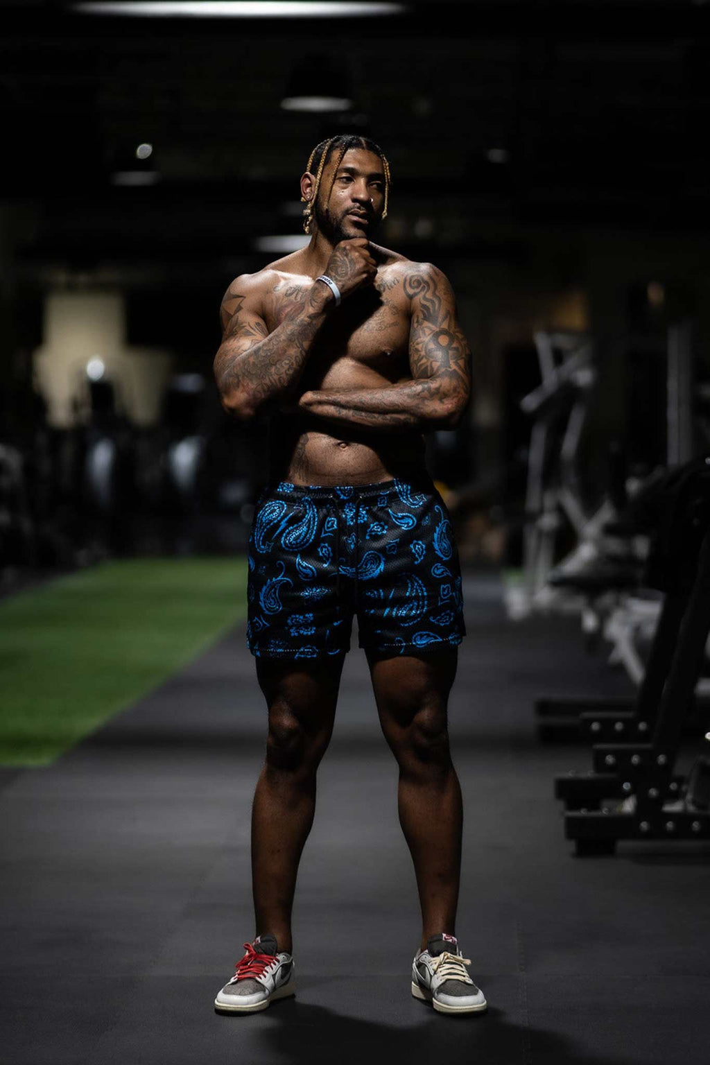 Prevail Mesh Shorts - Unisex Black/Blue Paisley