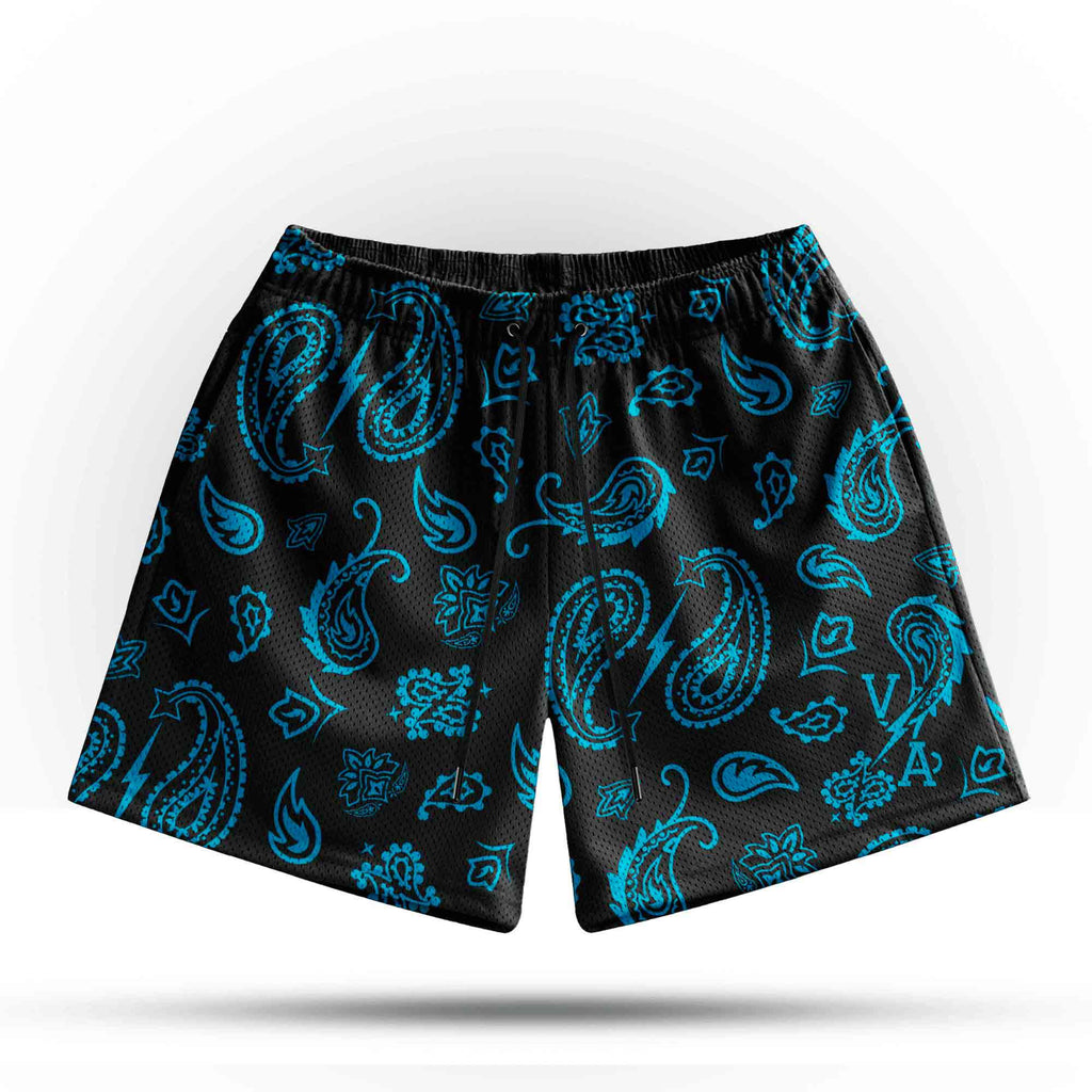 Prevail Mesh Shorts - Unisex Black/Blue Paisley