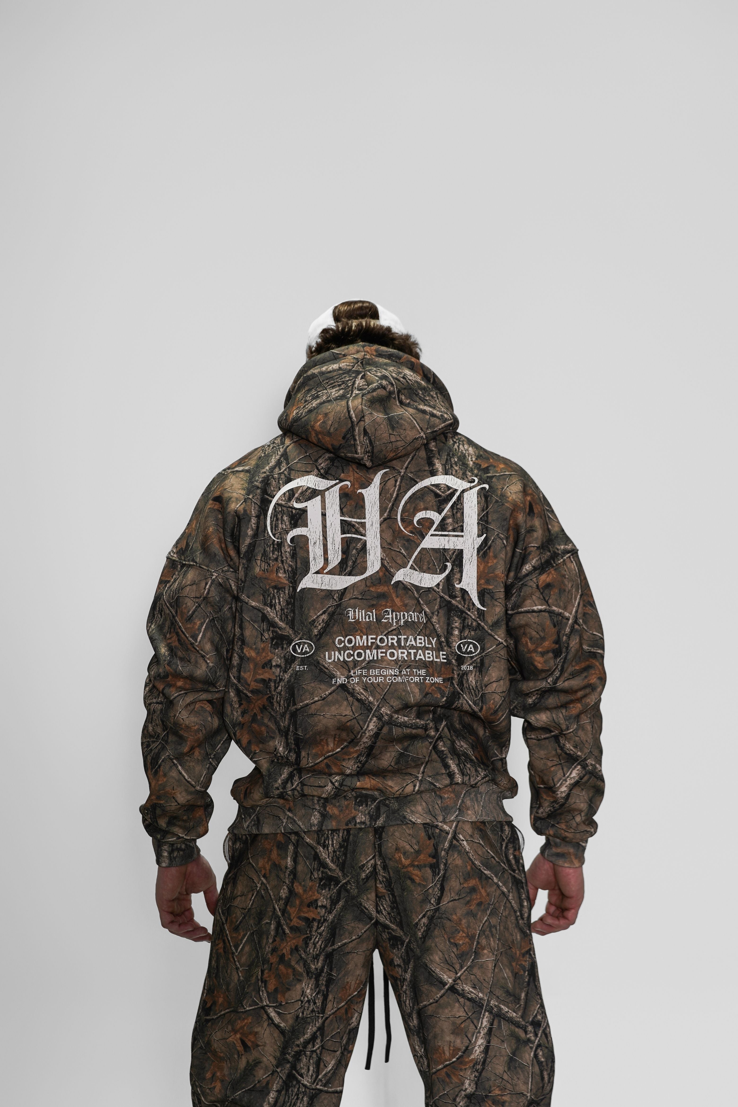Relentless Oversized Heavyweight Hoodie - Forest Camo/VA White
