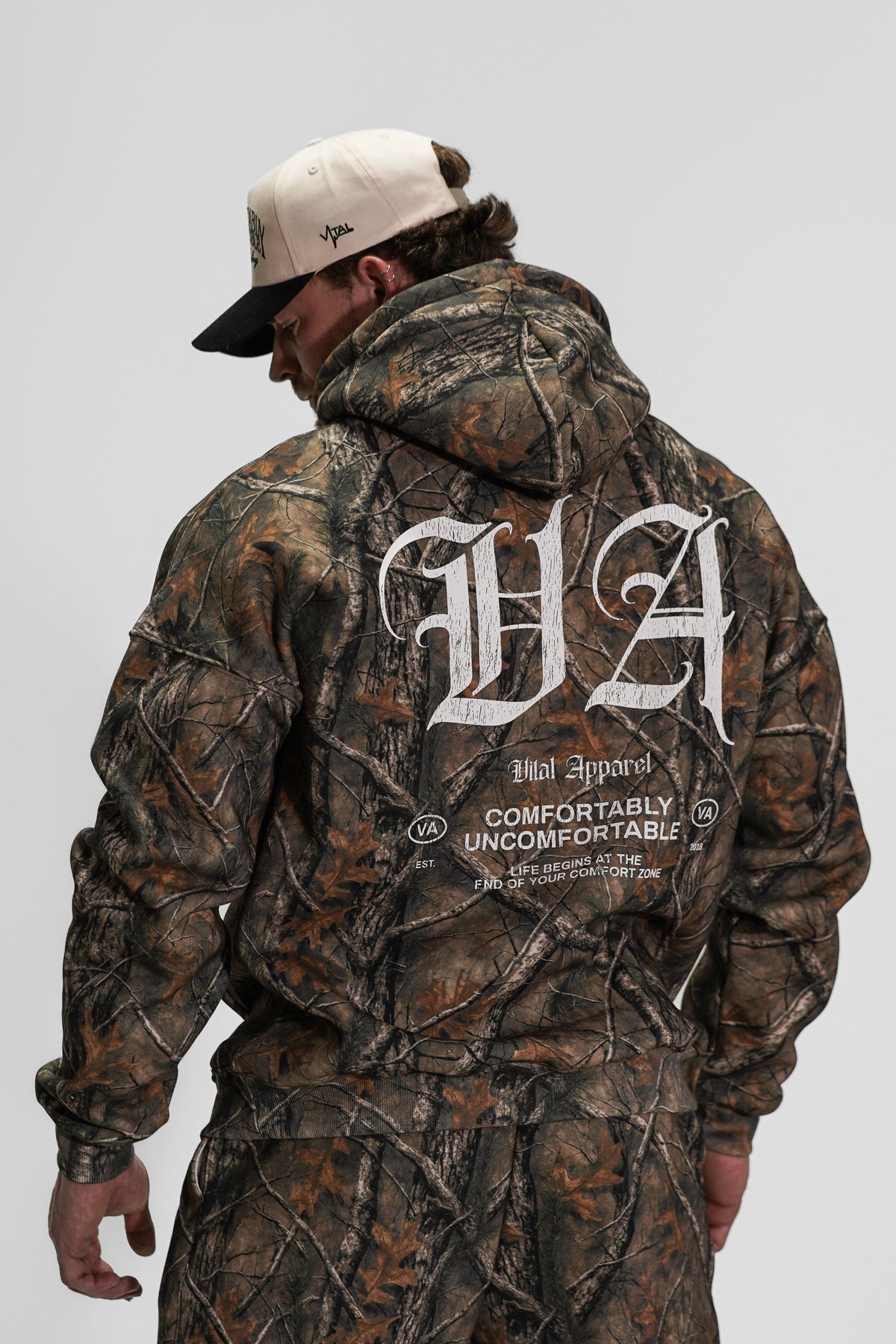 Relentless Oversized Heavyweight Hoodie - Forest Camo/VA White