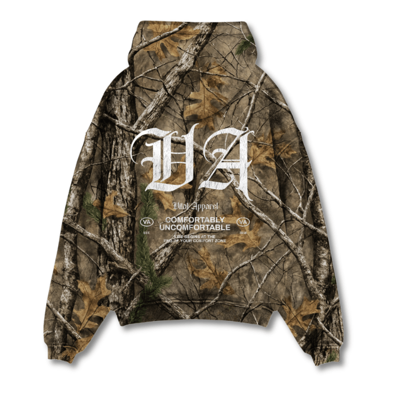 Relentless Oversized Heavyweight Hoodie - Forest Camo/VA White