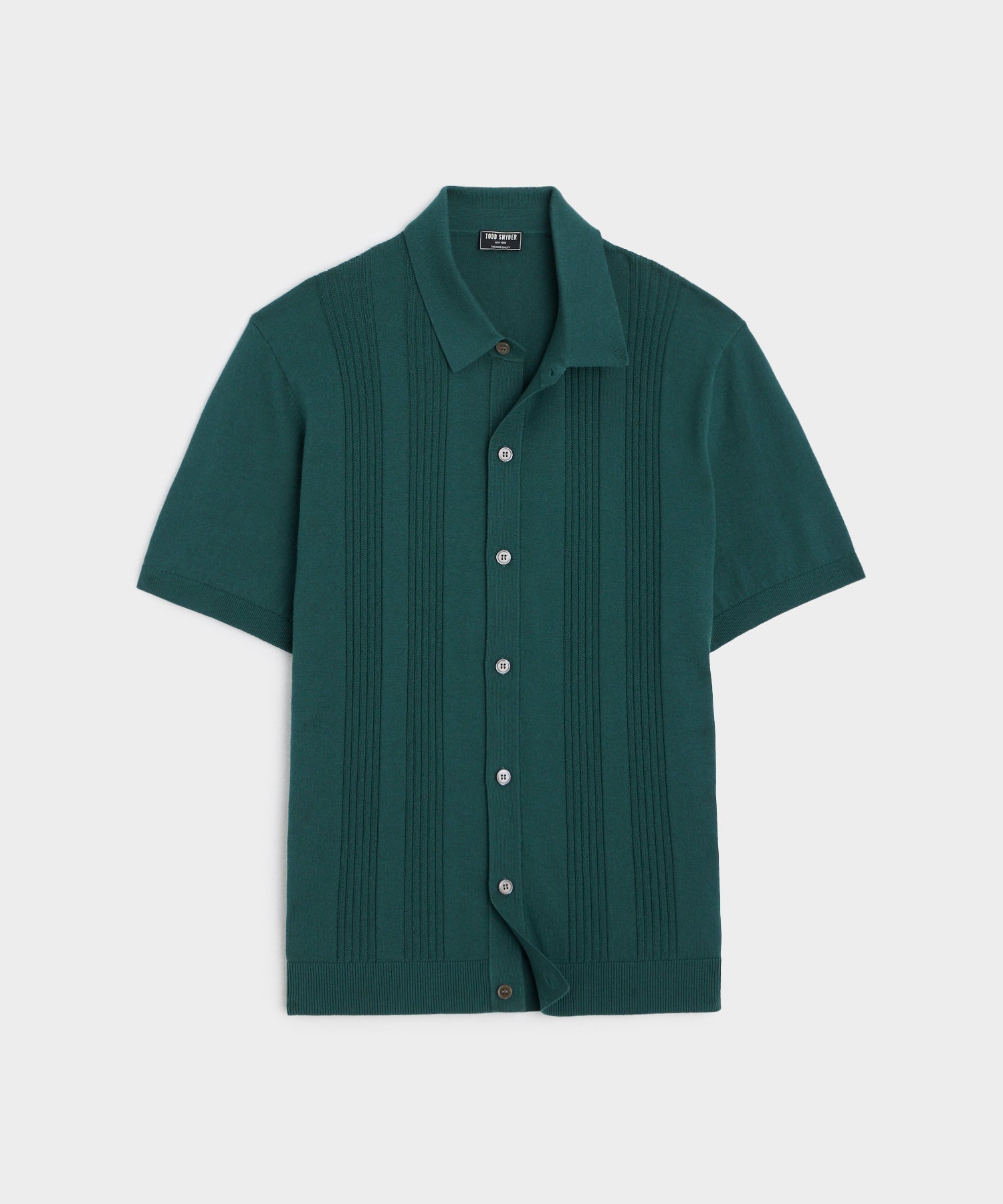 Silk-Cotton Ribbed Full-Placket Sweater Polo
