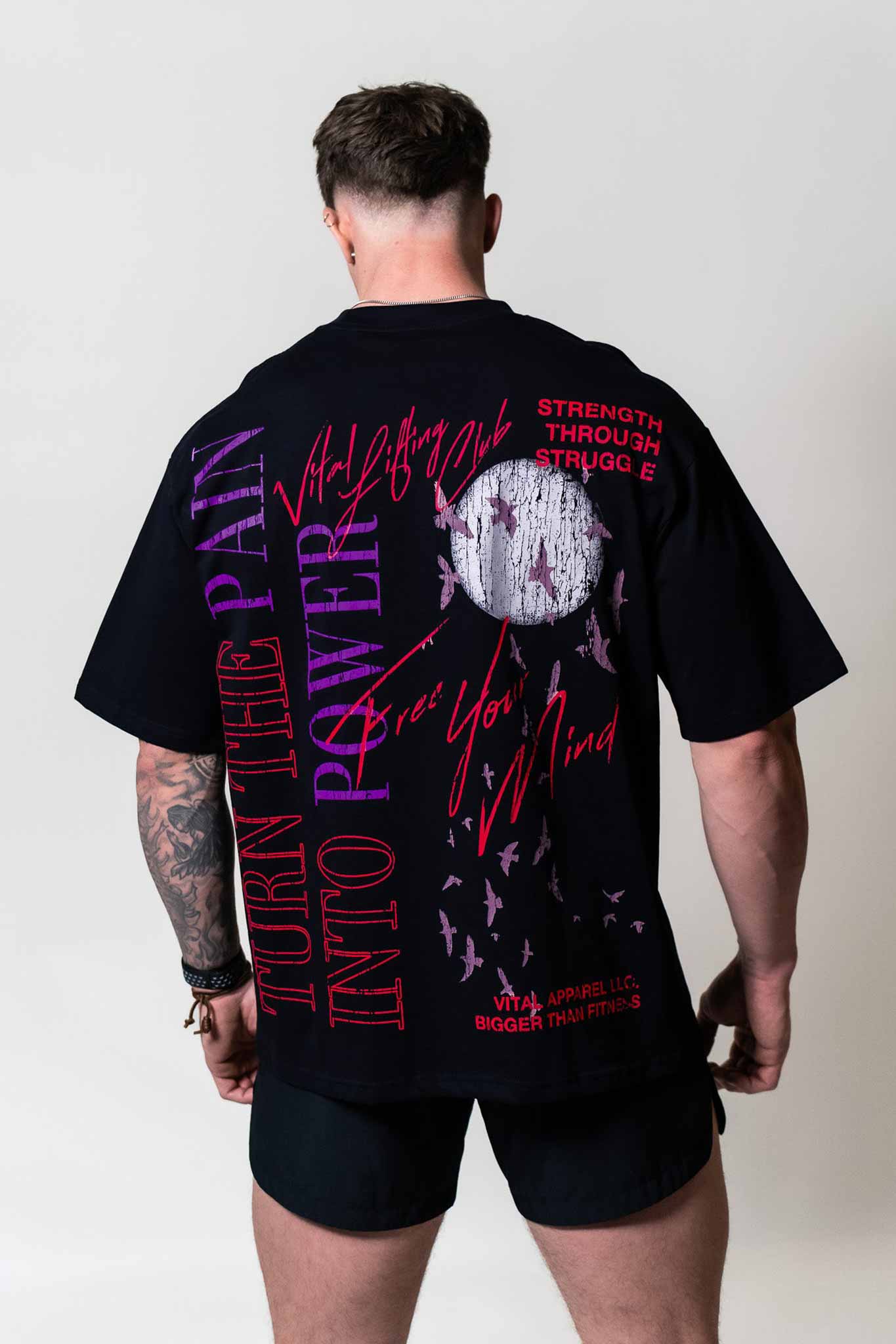 Oversized Pump Cover T-Shirt - Darkness T Purple/Red