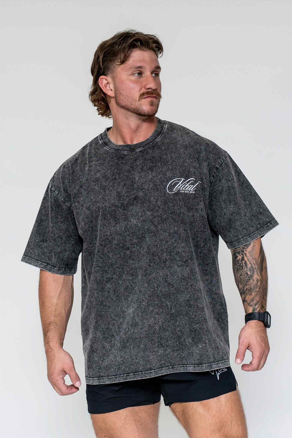 Oversized Pump Cover T-Shirt - Vintage Remember Why You Started Black Acid T