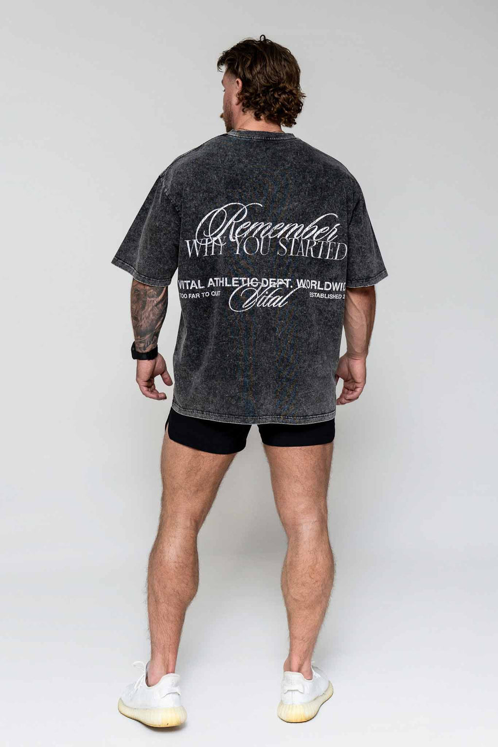 Oversized Pump Cover T-Shirt - Vintage Remember Why You Started Black Acid T