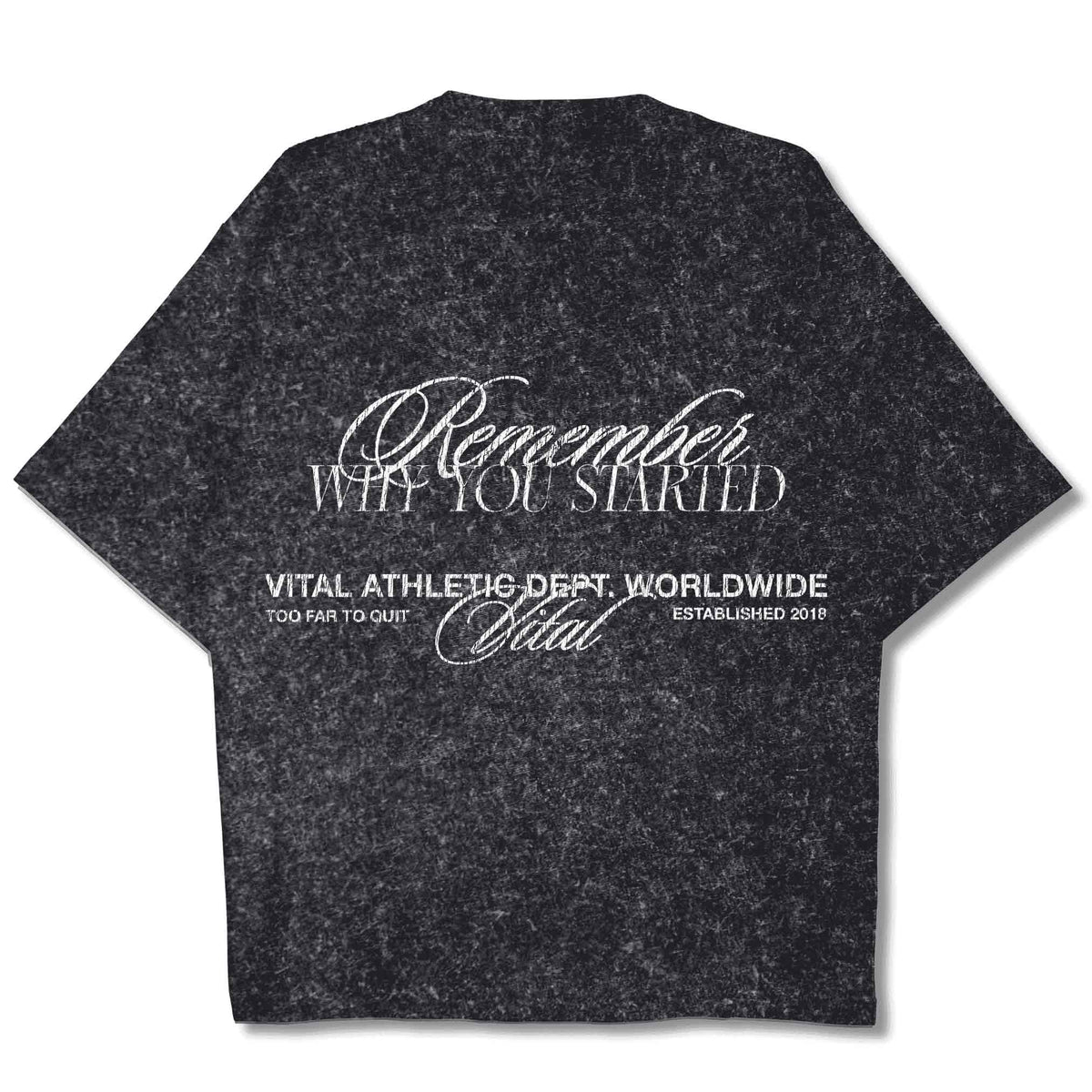 Oversized Pump Cover T-Shirt - Vintage Remember Why You Started Black Acid T