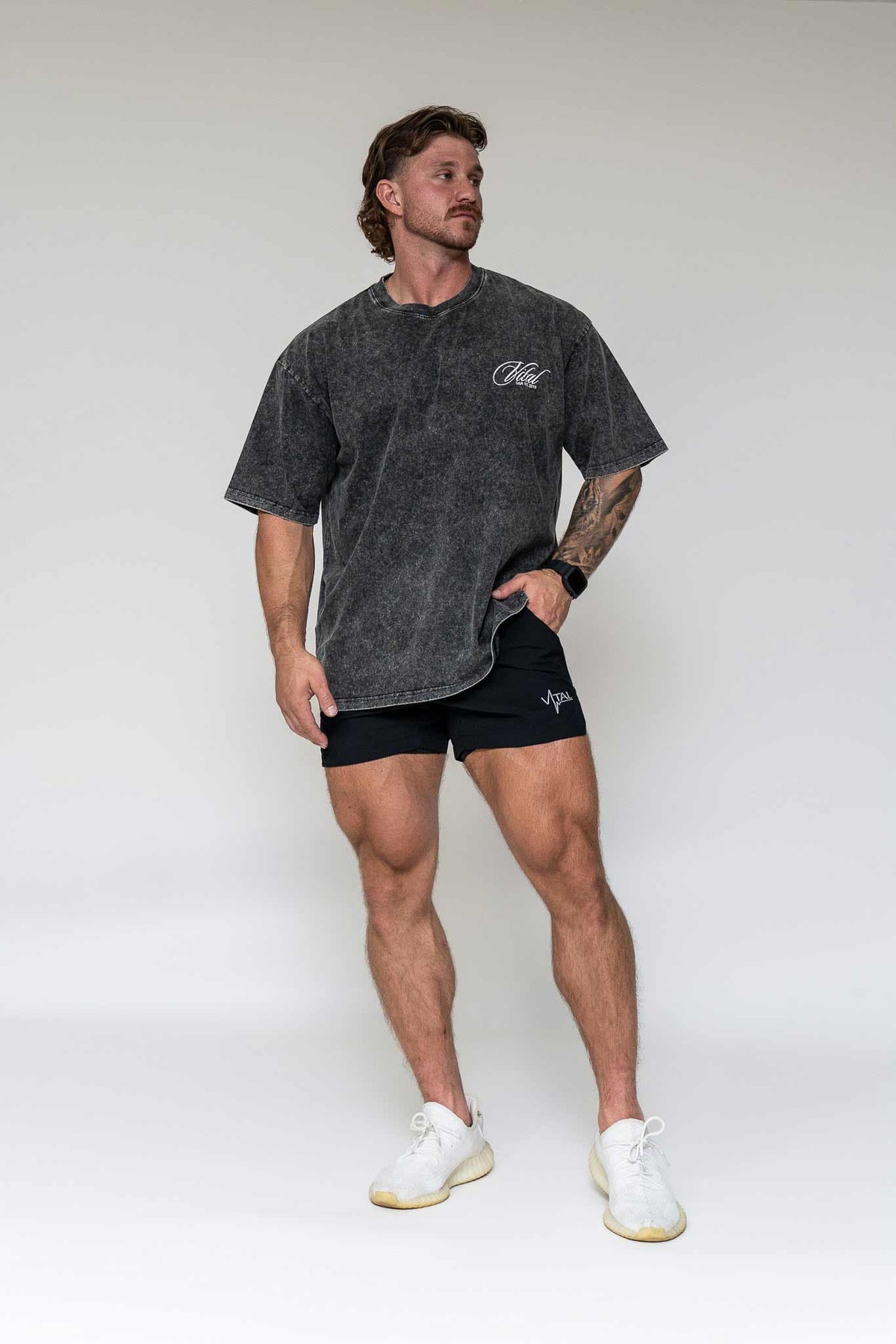 Oversized Pump Cover T-Shirt - Vintage Remember Why You Started Black Acid T