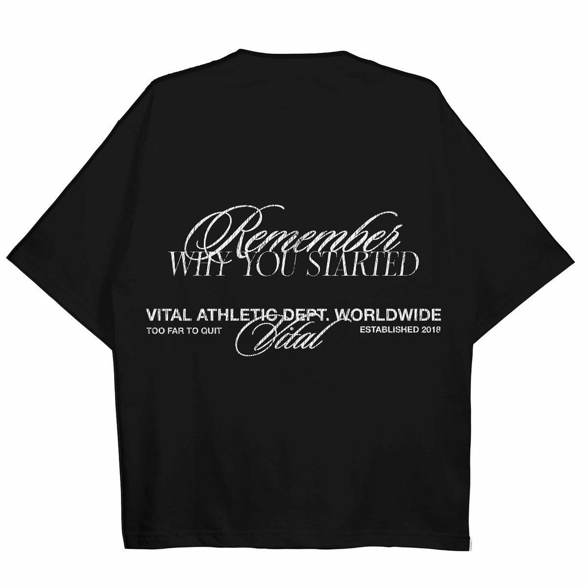 Oversized Pump Cover T-Shirt - Vintage Remember Why You Started Black/White T