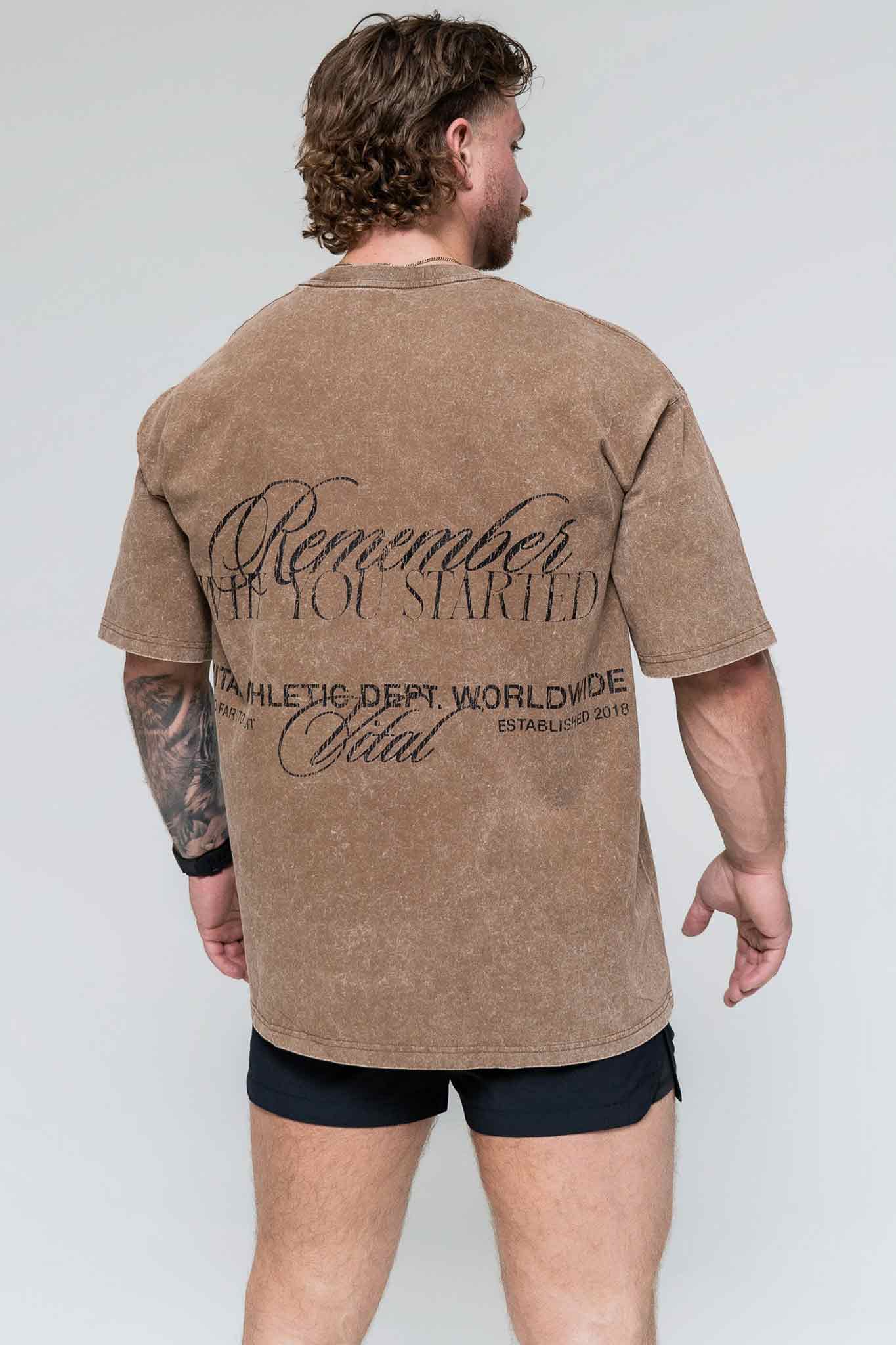 Oversized Pump Cover T-Shirt - Vintage Remember Why You Started Latte Acid T