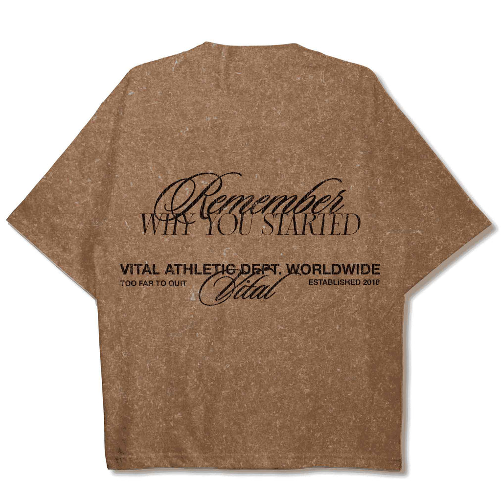 Oversized Pump Cover T-Shirt - Vintage Remember Why You Started Latte Acid T