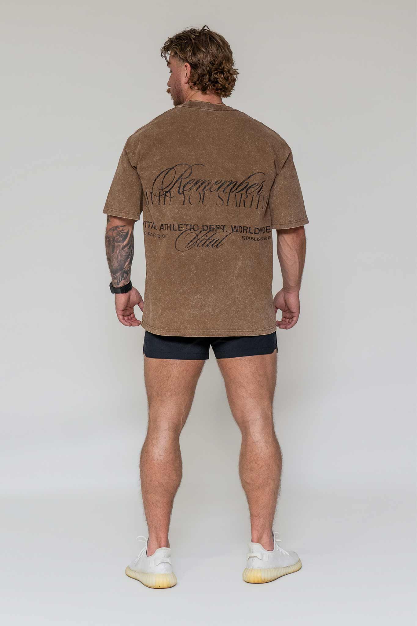Oversized Pump Cover T-Shirt - Vintage Remember Why You Started Latte Acid T