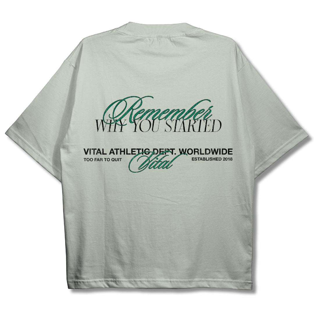 Oversized Pump Cover T-Shirt - Vintage Remember Why You Started T Beige