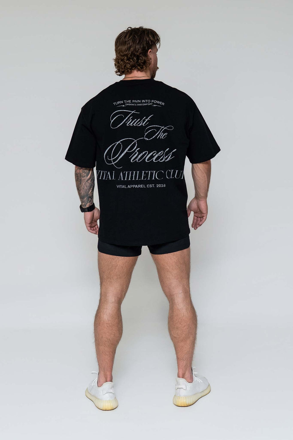 Oversized Pump Cover T-Shirt - Vintage Trust the Process Black/Gray T