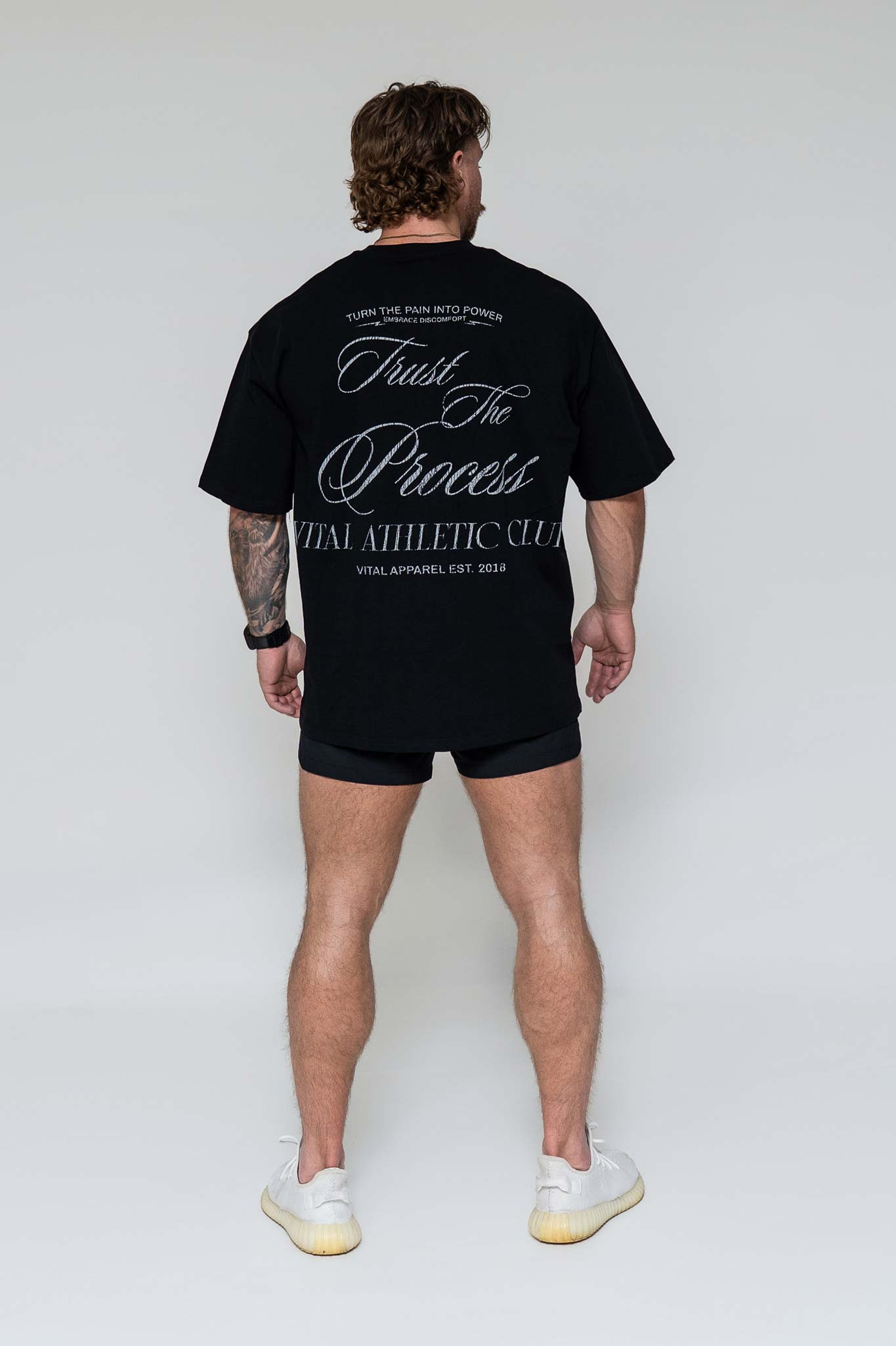 Oversized Pump Cover T-Shirt - Vintage Trust the Process Black/Gray T