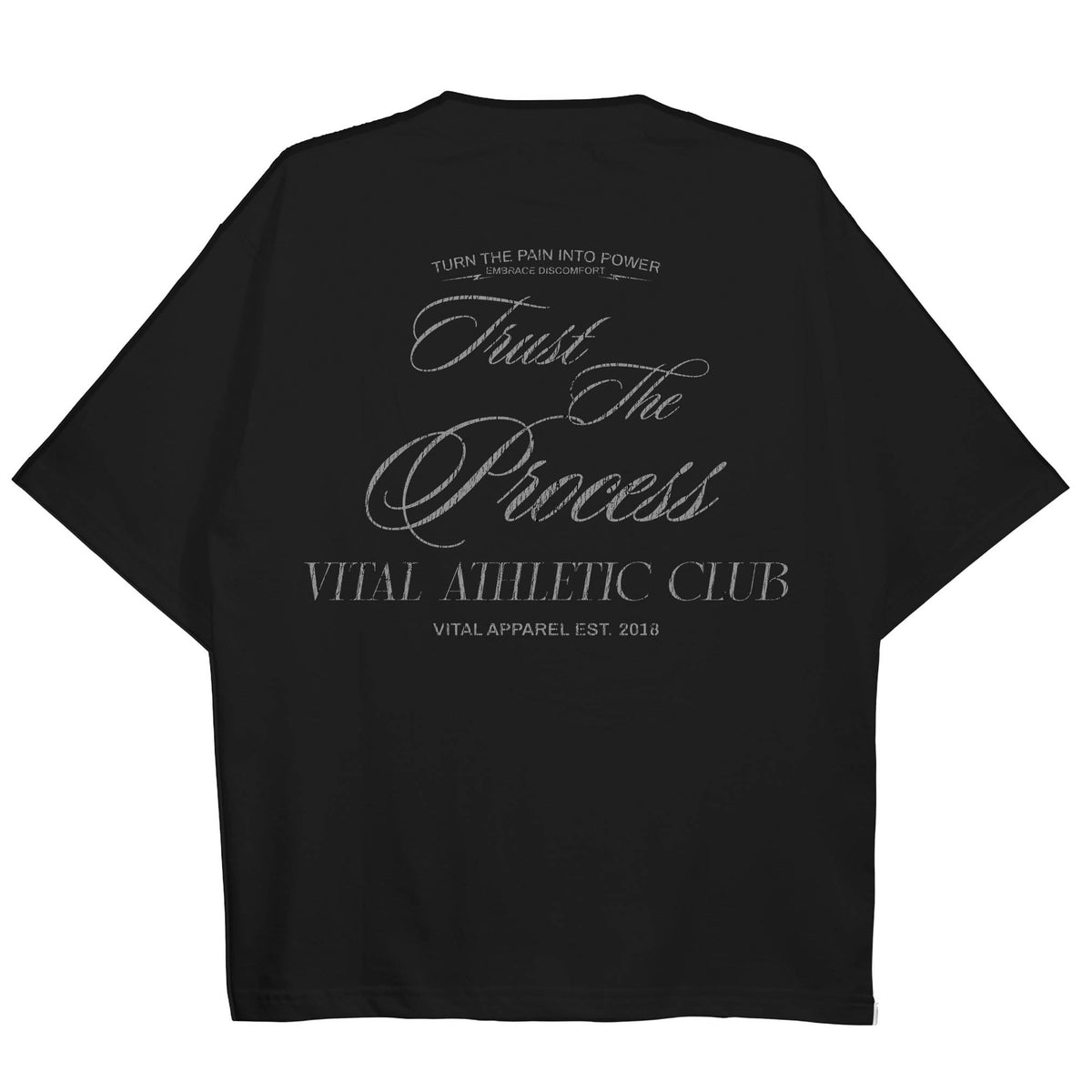 Oversized Pump Cover T-Shirt - Vintage Trust the Process Black/Gray T