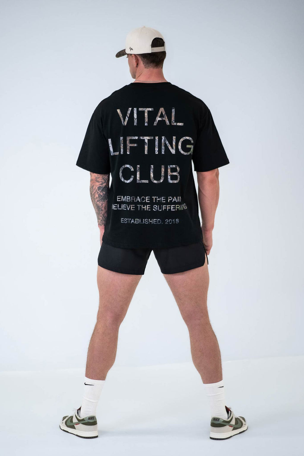 Oversized Pump Cover T-Shirt - Vital Lifting Club Black/Woodland Camo