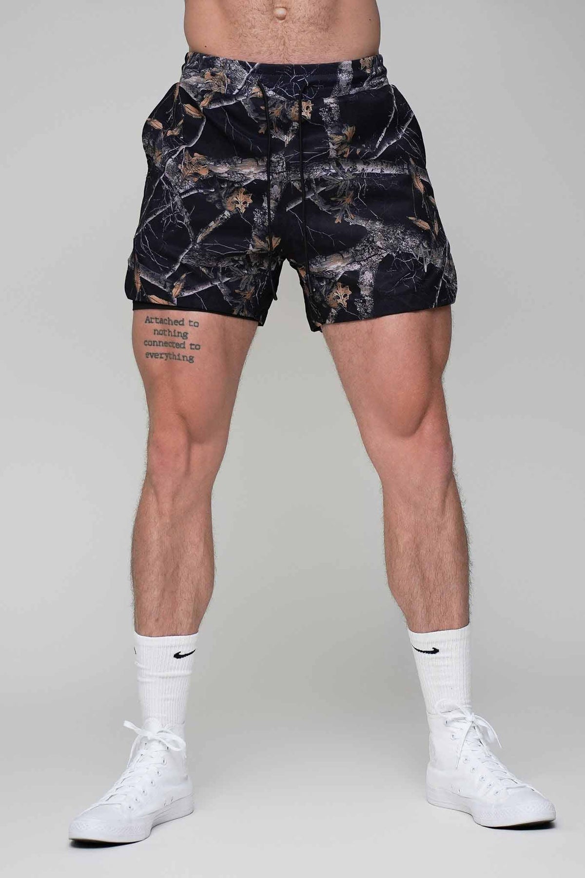 Tech Lined Performance Shorts 5.5" - Black Woodland Camo