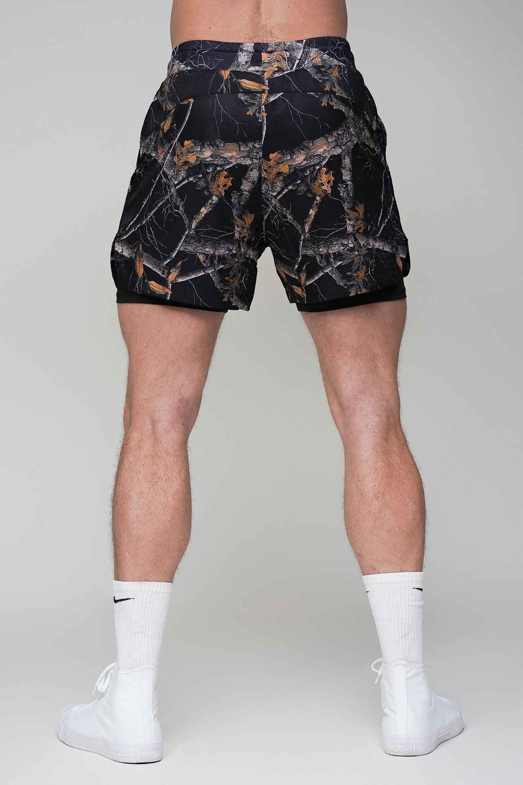 Tech Lined Performance Shorts 5.5" - Black Woodland Camo