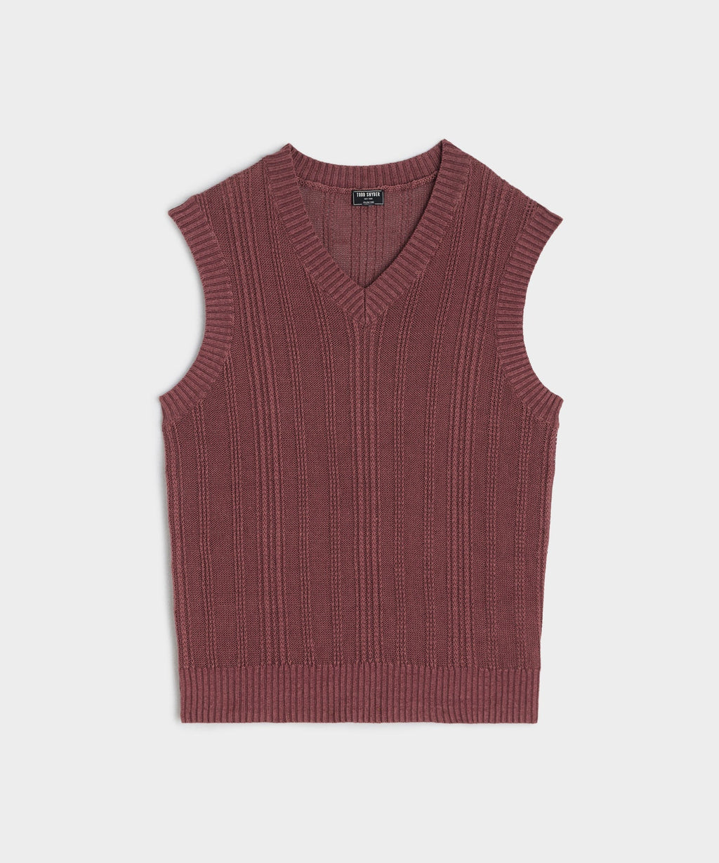 Textured Stitch Vest in Burgundy