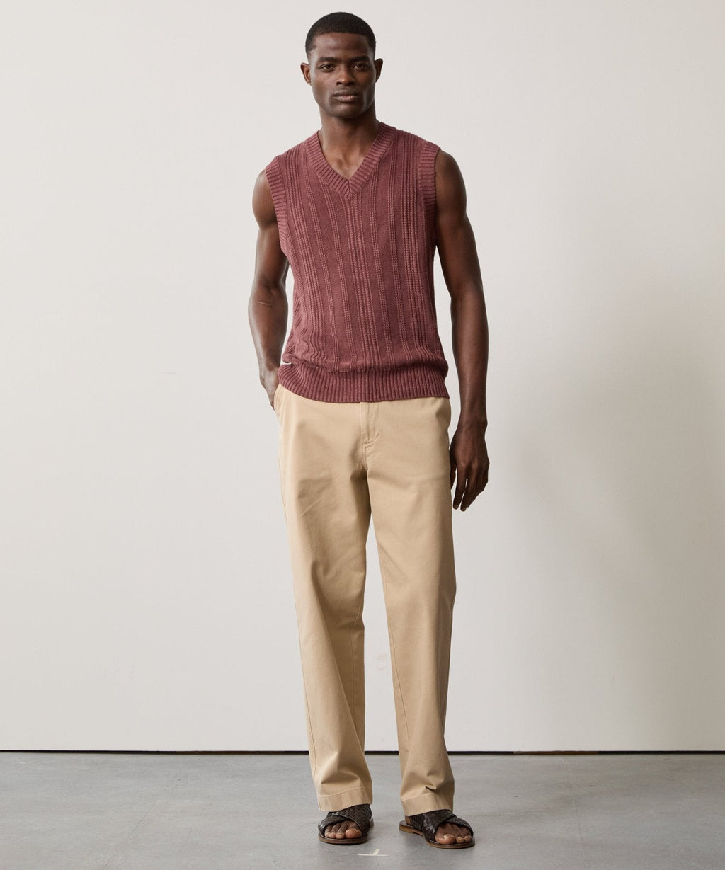 Textured Stitch Vest in Burgundy