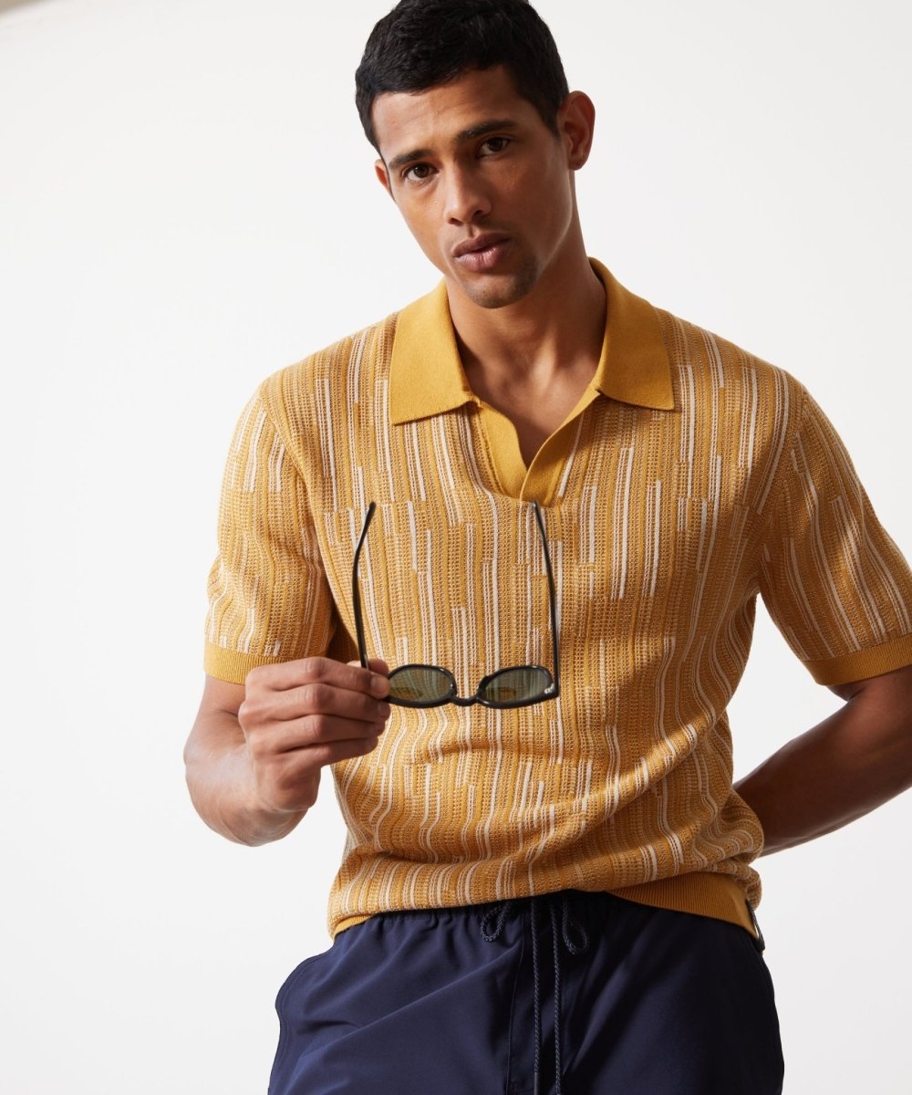 Textured Silk-Cotton Montauk Sweater Polo