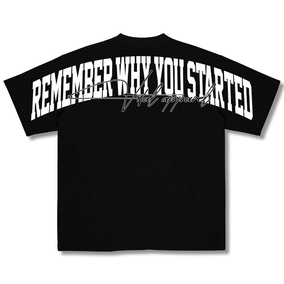 Oversized Pump Cover T-Shirt - Remember Why You Started Black/White