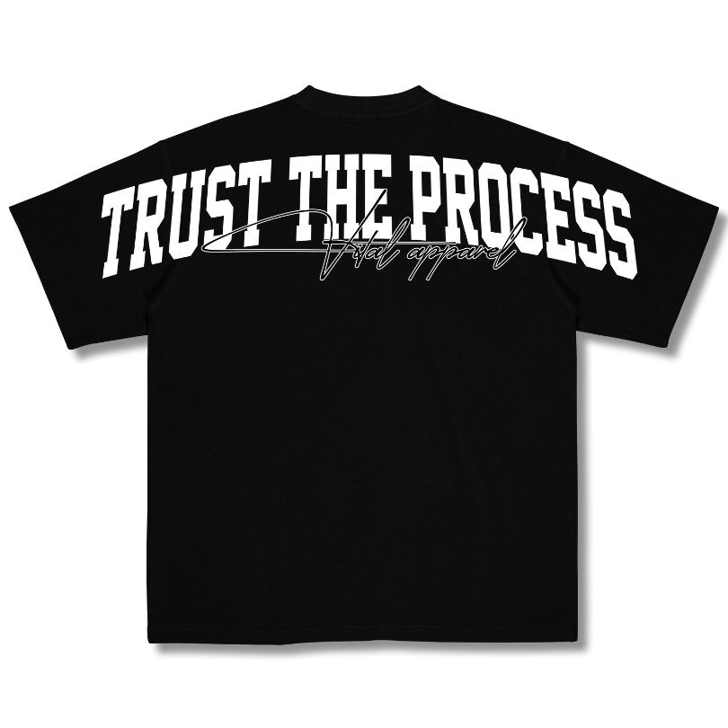 Oversized Pump Cover T-Shirt - VITAL APPAREL Trust the Process Black/White