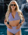 Women's Bombshell Bikini Top - Blue & White Stripes