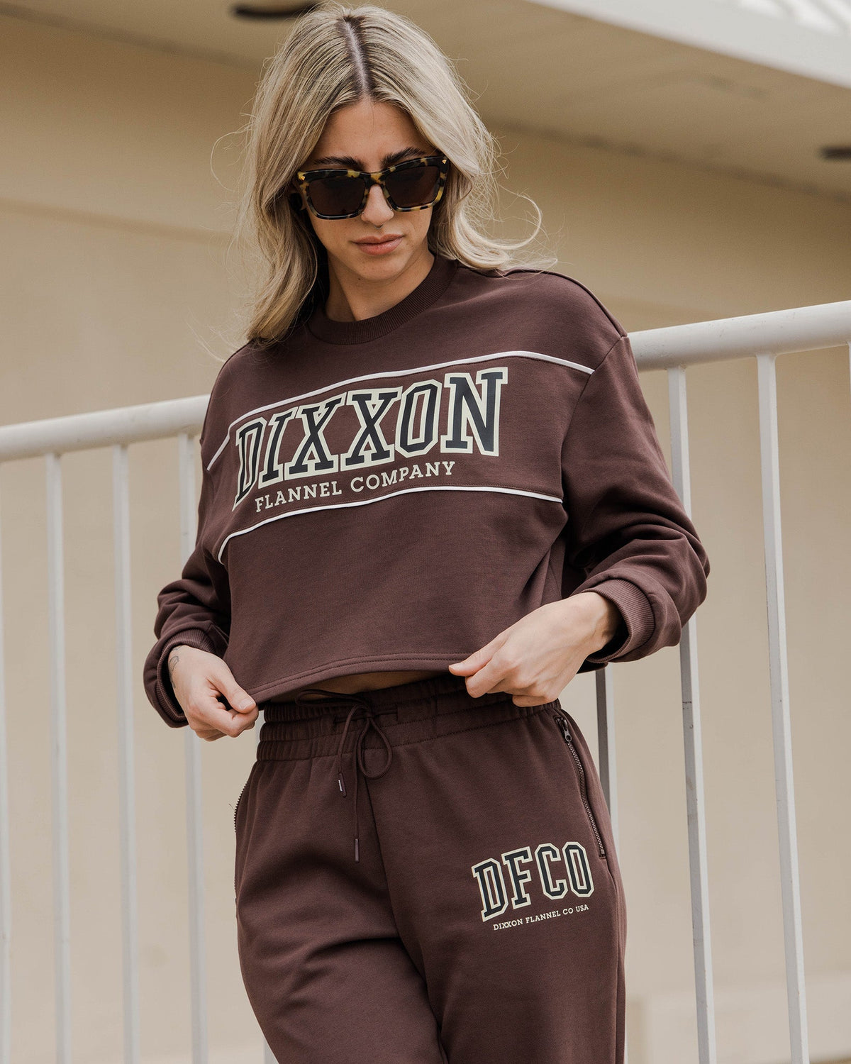 Women's DFCO Cropped Crewneck Sweatshirt - Brown