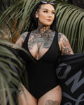 Women's Essential V-Neck One Piece - Black